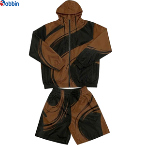 Conjuntos de Verano de Moda para Unisex, con Logotipo Personalizado, Impermeables, Conjunto Corto de 2 Piezas, Chaqueta con Capucha y Pantalones Cortos, Sublimación - Product Image 2