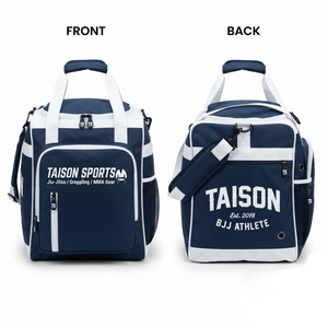 TAISON SPORTS Women BJJ <b>Bag</b> Premium 600D Oxford PU 320 GSM <b>Navy</b> White Panel Custom Logo Sports Duffel 30-40L - Product Image 1