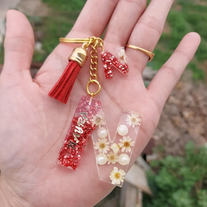 Personalized Resin <b>Initial</b> Keychain - Custom Letter <b>Keyring</b> - Product Image 4