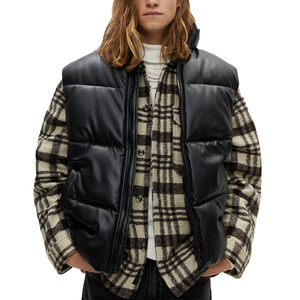 Gilet matelassé bordeaux pour homme à col montant, fermeture éclair, coupe-vent, décontracté, pour l'hiver - Product Image 4