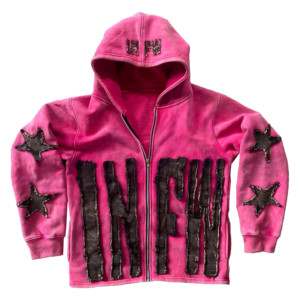 Men's zip up hoodies distressed patches <b>stars</b> <b>design</b> oversized streetwear vintage heavy cotton premium urban fit hoodies - Product Image 4