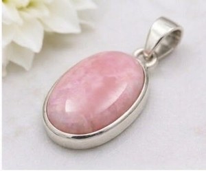 Pendentif en argent opale rose, pierre précieuse ovale, bijoux en argent sterling, pendentif en pierre précieuse fait main, cadeau pour femme - Product Image 3