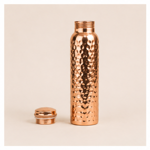 Bouteille d'eau en cuivre pur écologique de haute qualité, design martelé fait main, 1000 ml, anti-fuite, récipient ayurvédique, vaisselle - Product Image 6