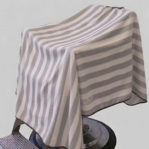 Robe de barbier unisexe en polyester gris et blanc, imperméable, avec détection d'aiguilles et fusion sans couture - Product Image 1