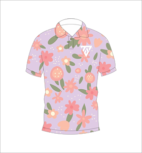 Mens Lavender Peach Floral Print Polo Shirt Custom Sublimation Short Sleeve Summer Casual Breathable Lightweight Golf Shirt - Product Image 1