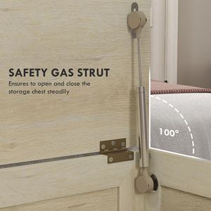 30-Liter White Farmhouse Lift Top <b>Storage</b> <b>Chest</b> Organizer Safety Hinge for Bedroom Entryway Living Room Supermarket Cabinets - Product Image 6