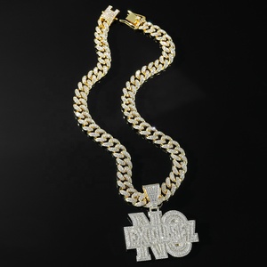 Collar con colgante de letras con incrustaciones de diamantes de imitación, chapado en oro, cadena cubana con diamantes de imitación, estilo Hip Hop, motivacional, estilo urbano, joyería con dijes - Product Image 4