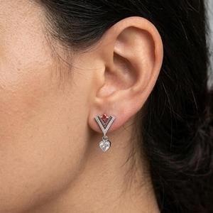 DIVYORO V-SHAPED CRYSTAL <b>HEART</b> DROP <b>EARRING</b> - Product Image 4