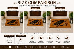 Paillasson imprimé CocoRaven en fibre de coco naturelle avec support en PVC, motif oiseau, tapis d'entrée personnalisé pour la décoration intérieure - Product Image 6