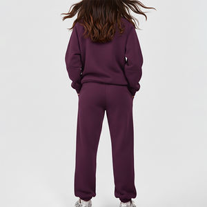 Conjunto Casual de 2 Piezas de Alta Calidad, 100% Algodón Felpa, Sudadera con Capucha Holgada y Pantalones Deportivos, Bordado Vintage Personalizado con Serigrafía - Product Image 3