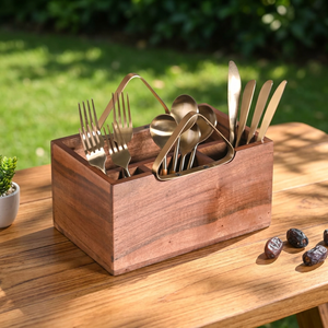 Wooden <b>Caddy</b> Holder For Cutlery Set Home & <b>Kitchen</b> Organizer Rectangular Spoon Holder For Restaurant Cafe Wedding Party - Product Image 4