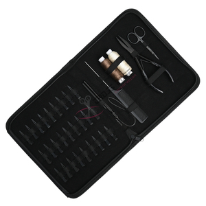 Premium Black Hair Extension Toolkit with Professional Flat Bead Crimper Loop <b>Tool</b> Pulling Hook Mini Scissor & Styling Clips Set - Product Image 6