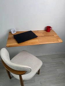 Table pliante murale en bois avec support pour ordinateur portable et tasse, design simple pour l'étude ou le travail - Product Image 4