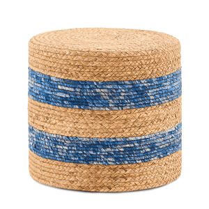 Poggiapiedi Artigianale in Giacinto d'Acqua Naturale Intrecciato, Comodo Pouf per Arredamento e Seduta - Product Image 1