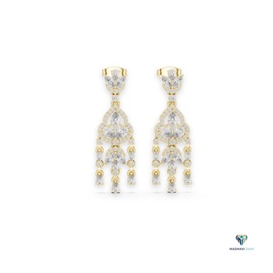 2.01 CT Yellow <b>Gold</b> Pear Shape Lab Grown Diamond Chandelier <b>Earrings</b> in 14K Solid <b>Gold</b>, Elegant <b>Dangle</b> Drop <b>Earrings</b> for Women - Product Image 1