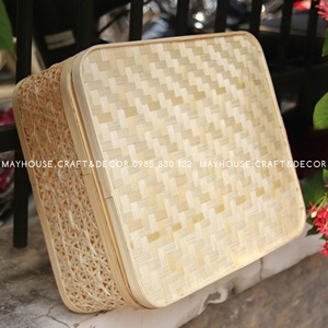 <b>Rectangular</b> Bamboo <b>Storage</b> <b>Basket</b> Woven Bamboo Gift Box Natural Color Home Organizer Vietnam Craft - Product Image 1