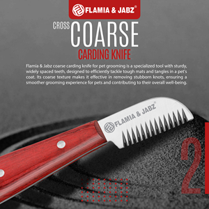 FLAMIA & JABZ หวีกรูมมิ่งสุนัขสแตนเลส ด้ามไม้สีแดง มีดตัดขนสัตว์เลี้ยงสำหรับเทอร์เรียร์ - Product Image 4