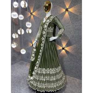Hermoso Vestido Anarkali para Fiesta de Noche con Colgante y Dupatta - Product Image 1