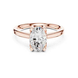 Anillo de Lujo con Moissanita de Corte Redondo para Mujer, con Piedras Laterales Marquise y Pavé, Acabado en Oro Rosa sobre Plata 925 - Product Image 1
