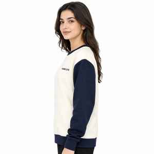 เสื้อสเวตเชิ้ตผู้หญิง คอกลม ทรงปกติ ผ้าฝ้ายฟลีซ 100% สีบล็อก สไตล์สตรีทแวร์ลำลอง สำหรับฤดูหนาว - Product Image 2