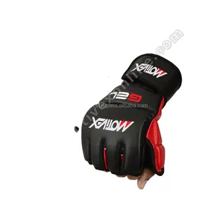 MMA Fighter Gloves Black Rex Leather or PU Mix Martial Arts Gloves Motivex Muay Thai Half Mitts 7oz Sparring Grappling Gloves