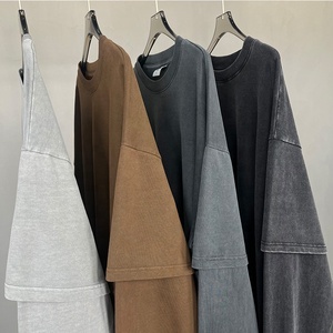 Double <b>Layer</b> Long Sleeve Jersey Cotton Unisex Fashion Custom Logo Embroidery Patches Drop Shoulder Casual Breathable Cotton <b>Top</b> - Product Image 4