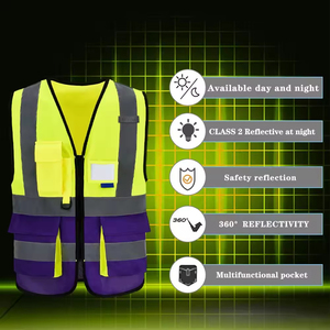 Chaleco de Seguridad Reflectante 100% Poliéster, Impermeable y Resistente al Agua, con Cremallera Frontal, Logotipo Personalizado, Ropa de Trabajo de Alta Visibilidad - Product Image 6