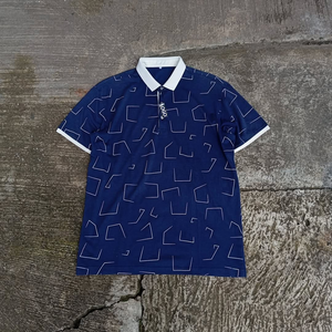 <span class=keywords><strong>Polo</strong></span> da Uomo Blu con Motivo Geometrico, Manica Corta, Cotone Oxford, Vestibilità Regolare, Traspirante, Design con Logo Frontale - Product Image 1