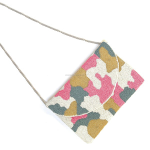 Women's Beaded Camouflage Crossbody Clutch <b>Bag</b> Handmade Magnetic Closure Foldable for Gold Green Coin Purse Casual <b>Gift</b> - Product Image 2