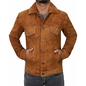 For Wear <b>Men's</b> Premium Leather <b>Trucker</b> <b>Jacket</b> Reversible Waterproof Breathable Eco-Friendly Casual Style with Cotton Lining - Product Image 4