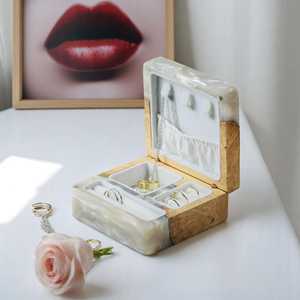 Resin Pearl Glow Resin And Maple Wood Jewelry Box Handmade Luxury Organizer <b>Keepsake</b> Storage Case With Resin Crafts - Product Image 4