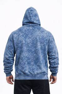Sudadera con capucha de corte regular, gruesa, con cremallera, 100% algodón, azul, lavado ácido, forro polar, de secado rápido, antiarrugas, unisex, estilo urbano, para gimnasio - Product Image 6