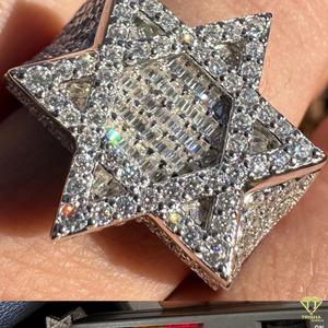 Moissanite Diamond Six Point Star Statement <b>Ring</b> for Men White <b>Gold</b> Luxury Hip Hop Geometric Designer <b>Cocktail</b> <b>Ring</b> - Product Image 3