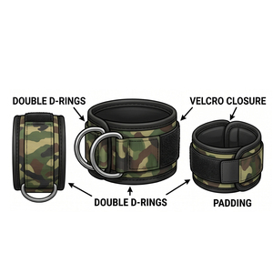 Camouflage Ankle Strap for Cable <b>Machines</b>-Kickbacks Glute Workouts Leg Exercise-Neoprene & Polyester High <b>Stretch</b> Fitness Strap - Product Image 3