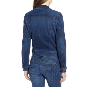 Veste en jean bleue pour femme, manches longues, simple boutonnage, col à revers, style jeune et décontracté, tendance pour l'automne et l'été - Product Image 4