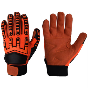 Gants de travail résistants aux chocs et aux coupures, en coton, caoutchouc TPR, cuir, gants de protection contre les chocs, gants robustes - Product Image 6