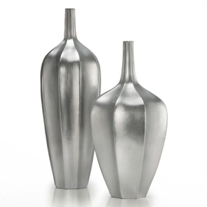 Vase de sol en aluminium avec design à rainures verticales pour la décoration de la maison, vase de sol fait main en promotion - Product Image 3
