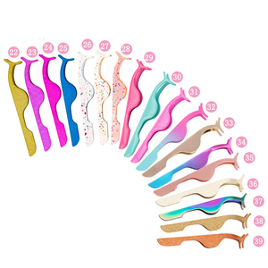 Pince à épiler professionnelle en acier inoxydable avec grip diamanté pour extensions de cils, kit d'outils applicateurs de fibres de cils pour volume durable - Product Image 6