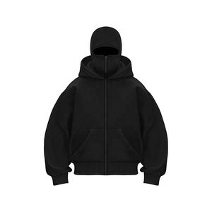 Sweat-shirts à capuche zippés pour hommes, personnalisés, 100% coton épais, respirants, écologiques, de haute qualité, couleur unie, vente en gros - Product Image 6