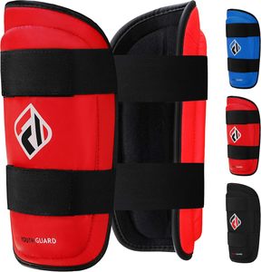 Protège-tibias légers en cuir PU Farabi Sports pour enfants avec rembourrage en mousse EVA pour l'entraînement au football et au karaté - Protection de pied pour jeunes - Product Image 1