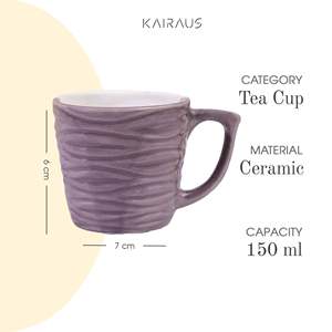 Set of 4 Amber Soft Pink Carved <b>Ceramic</b> <b>Cups</b> - Product Image 2