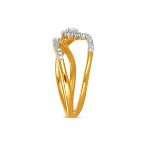 Anillo de Oro Sólido de 18K con Diamantes Florales, Anillo Artístico Abierto con Diamantes en Forma de Flor, Anillo Delicado con Racimo de Diamantes en Pétalos, en Oro de 18K - Product Image 4