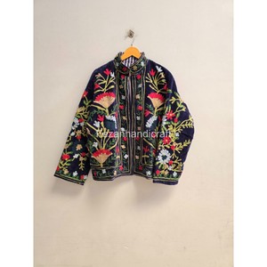 Blazer Floral Bordado para Mujer con Cuello Mao, Chaqueta de Algodón Hecha a Mano, Temporada de Otoño, Largo Regular, Manga Larga - Product Image 2
