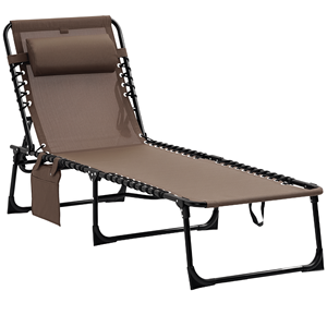 Sedia a Sdraio Portatile Reclinabile con Schienale Regolabile e Cuscino Rimovibile, Lettino Pieghevole da Campeggio per Patio, Piscina e Prendisole - Product Image 1