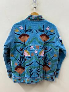 Veste en coton brodée à la main avec des motifs floraux, col mandarin, manches longues, style chinois, manteau décontracté pour femmes, vêtements d'extérieur d'automne - Product Image 2