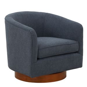 Silla Giratoria de Tela Azul <span class=keywords><strong>Miramar</strong></span> con Base de Madera, Mueble Elegante para Sala de Estar - Product Image 1