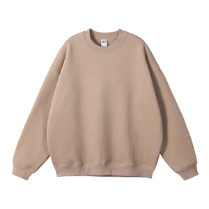 เสื้อสเวตเชิ้ตคอกลมโอเวอร์ไซส์ผ้าฝ้ายหนา 500GSM แบบขายส่ง ทรงหลวมไหล่ตก ไม่มีลาย - Product Image 4