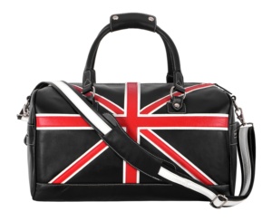 Sac de week-end en cuir véritable finition brillante personnalisée, motif drapeau britannique noir, marque privée, OEM, vente en gros, robuste et authentique - Product Image 1