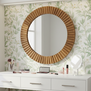 Espejo de Pared de Bambú de 19 Pulgadas, Espejo Redondo con Marco de Madera Natural para Baño, Dormitorio, Sala de Estar, Decoración Ecológica y Elegante para el Hogar - Product Image 4