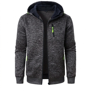 Sudadera con capucha de invierno para hombre, con cremallera, de felpa, holgada, con logo personalizado, lisa, estilo urbano, al por mayor - Product Image 2